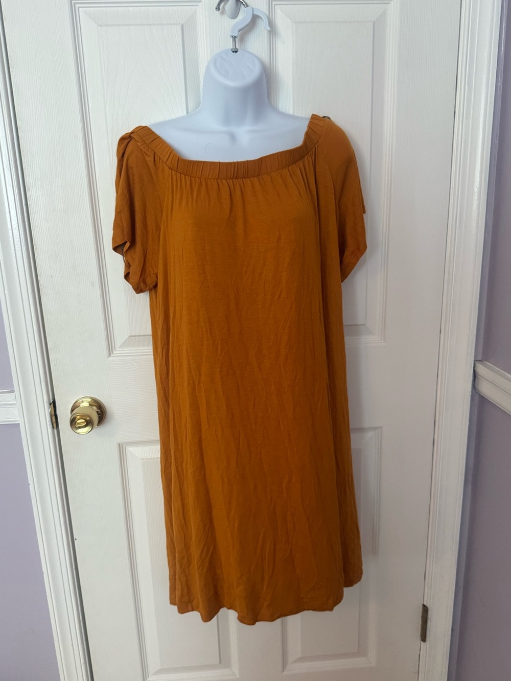 Women’s Rust Orange Off the Shoulder Short Sleeve Dress